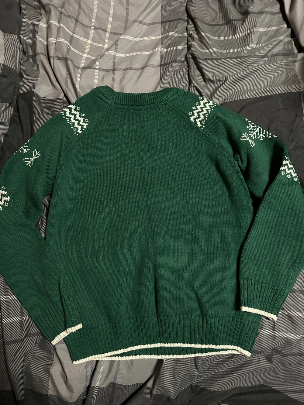 Gymboree Green Crewneck Sweater with White Snowflake Pattern